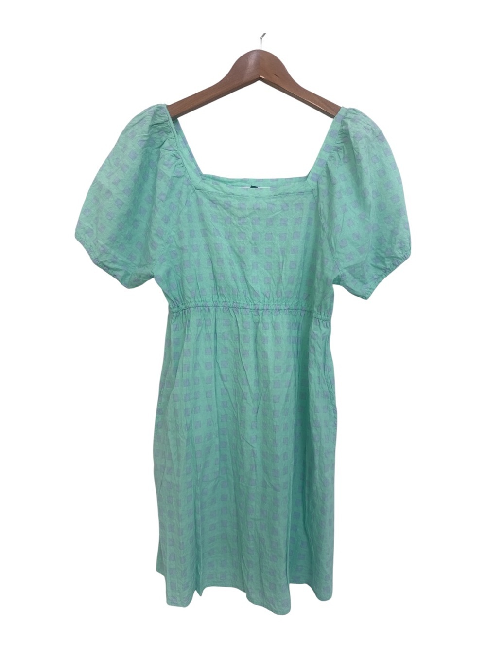 Michelle McDowell Mint Green Puff Sleeve Square Neck Dress